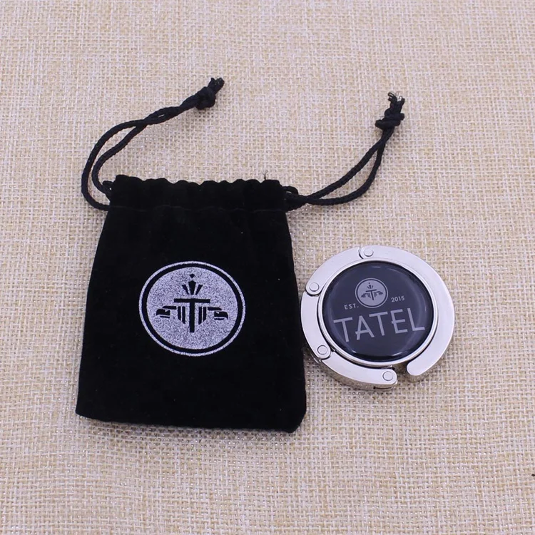 

Personalized printing epoxy Handbag bag hanger Holder with velvet bag