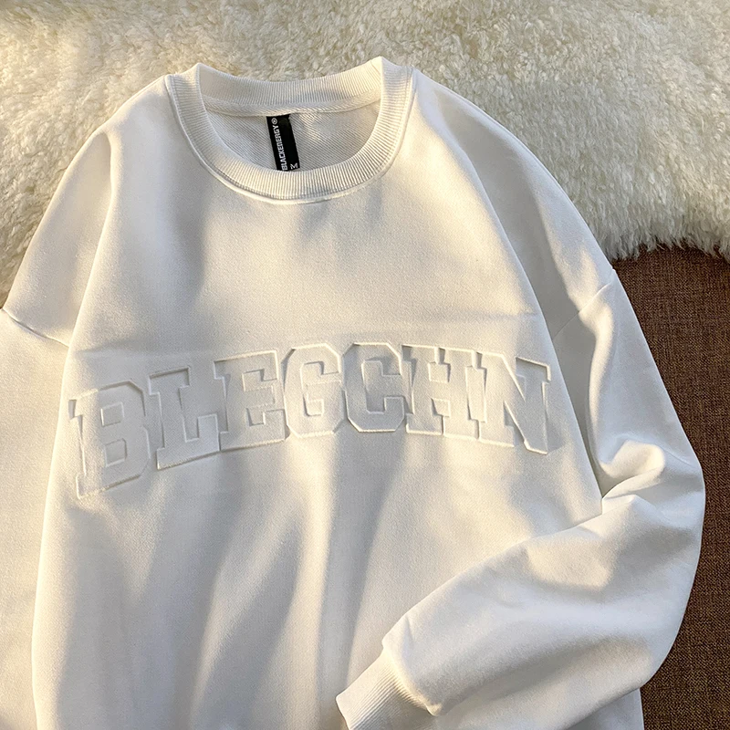 

New Custom SweatShirt 3D Emboss Print Vintage Crew Neck Sweater Embossed Logo Sweatshirt