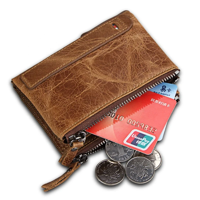

Custom durable mens leather wallet real leather with coin pocket carteras short wallet, 9colors options, oem available