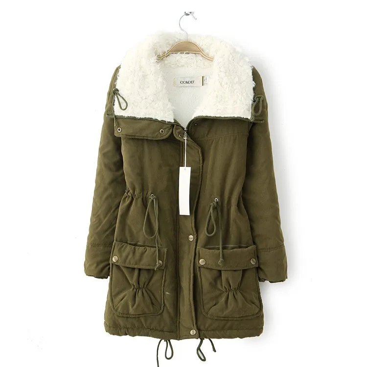 

New Winter Padded Coats Women Cotton Wadded Jacket Medium Long Parkas Thick Warm Hooded Quilt Snow Outwear