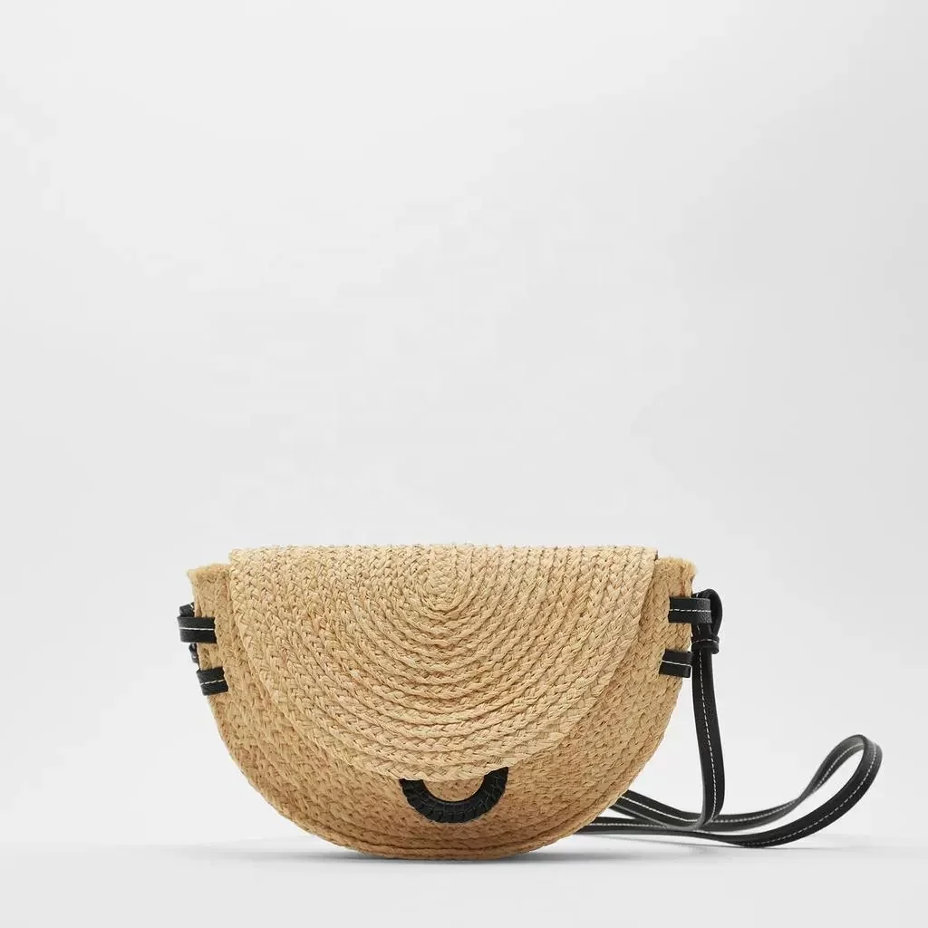 

bohemian straw bag shoulder cross body bag summer beach bag women fashion handmade handbag mini raffia, Customizable