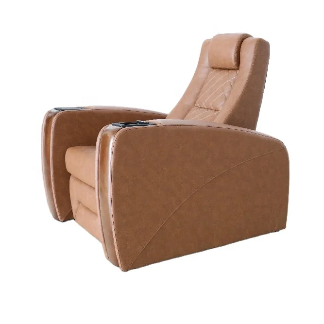 America Style Brown Top Grain Leather Sofa Furniture, Home Cinema VIP Recliner Chair