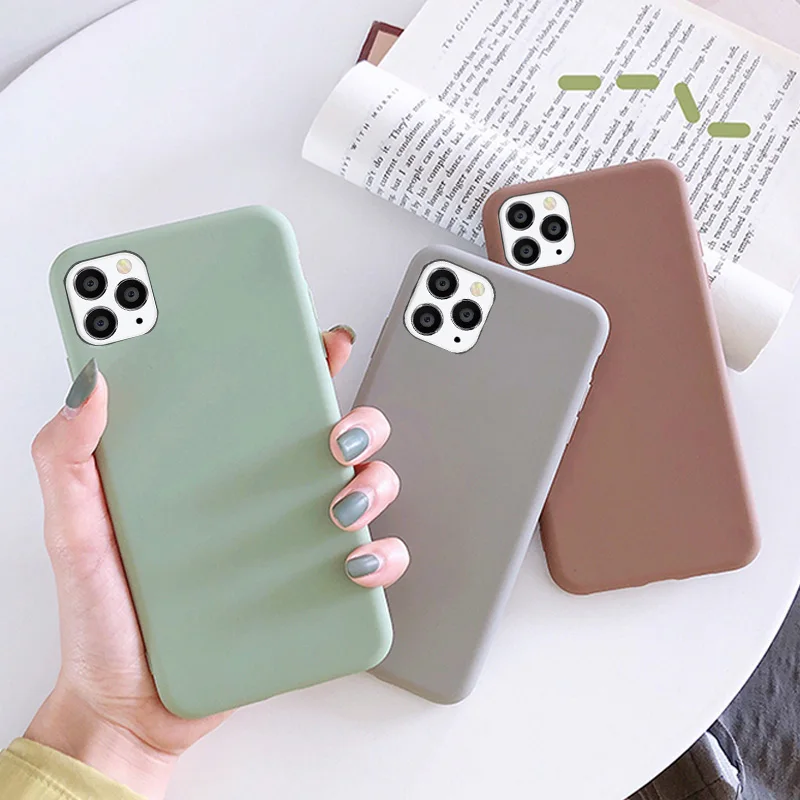 

For iPhone 7 Phone Case Simple Solid Candy Color For iPhone 11 Pro X XR XS Max 6 6s 8 Plus Silicone Soft TPU Back Cover