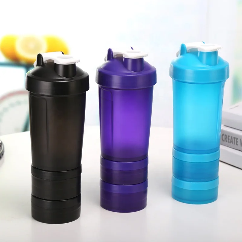 

BPA Free Plastic Protein Mixer Drinking Bottle For Fitness With Powder Holder, Customized color