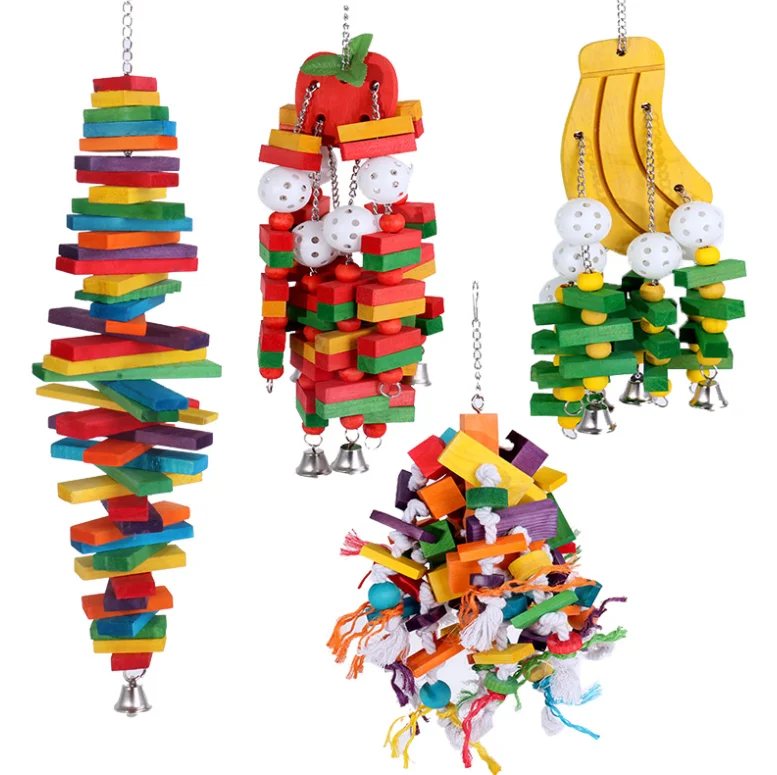 

Extra Large Bird Parrot Toys Multicolored Natural Wooden Blocks Tearing Toys for Birds Parrots