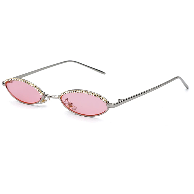 daisyer 2019 豪华小金属框椭圆形水钻大钻复古猫眼型太阳眼镜的妇女