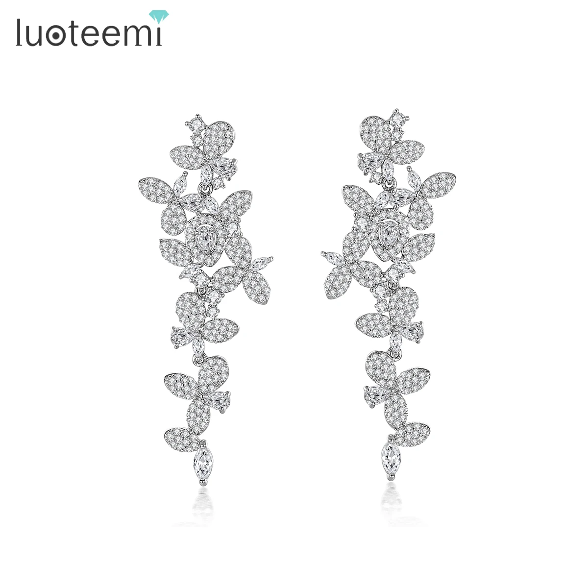 LUOTEEMI Fairy Pageant Earning Jewelry Woman Unique Big 2023 Dangle Crystal Modern Earring