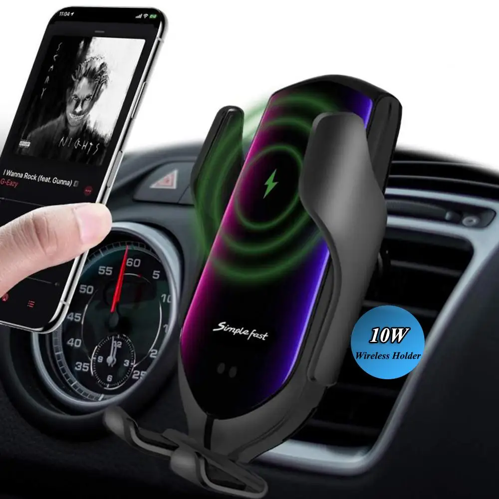 

Free Shipping 1 Sample OK Factory Price R3 Fully Automatic Car Phone Holder With 10W Qi Wireless Charger