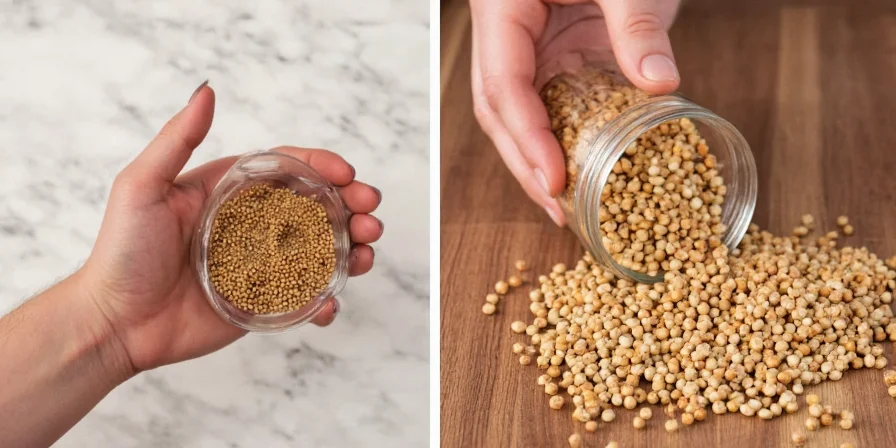 Crushing peppercorns with a mortar and pestle
