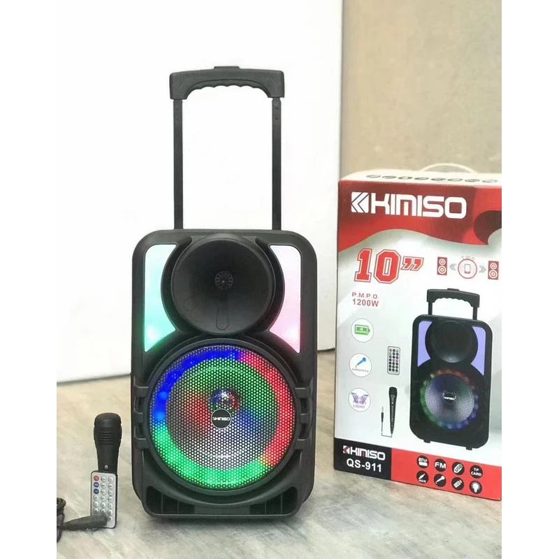 

QS-911 Lowest Price Wireless Speaker 10 Inch Rrolley Speaker With Colorful Lights