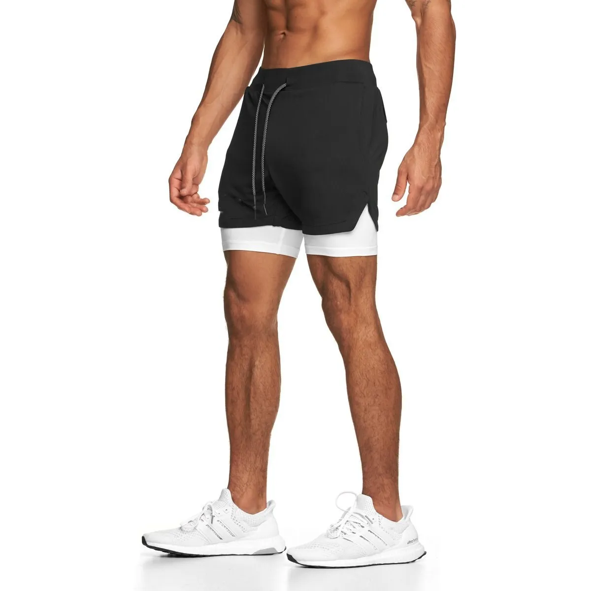 

Wholesale Custom 2 In 1 Lined Track Jogger Shorts Running Fitness Sports Workout Double Layer Gym Shorts Men, Picture color