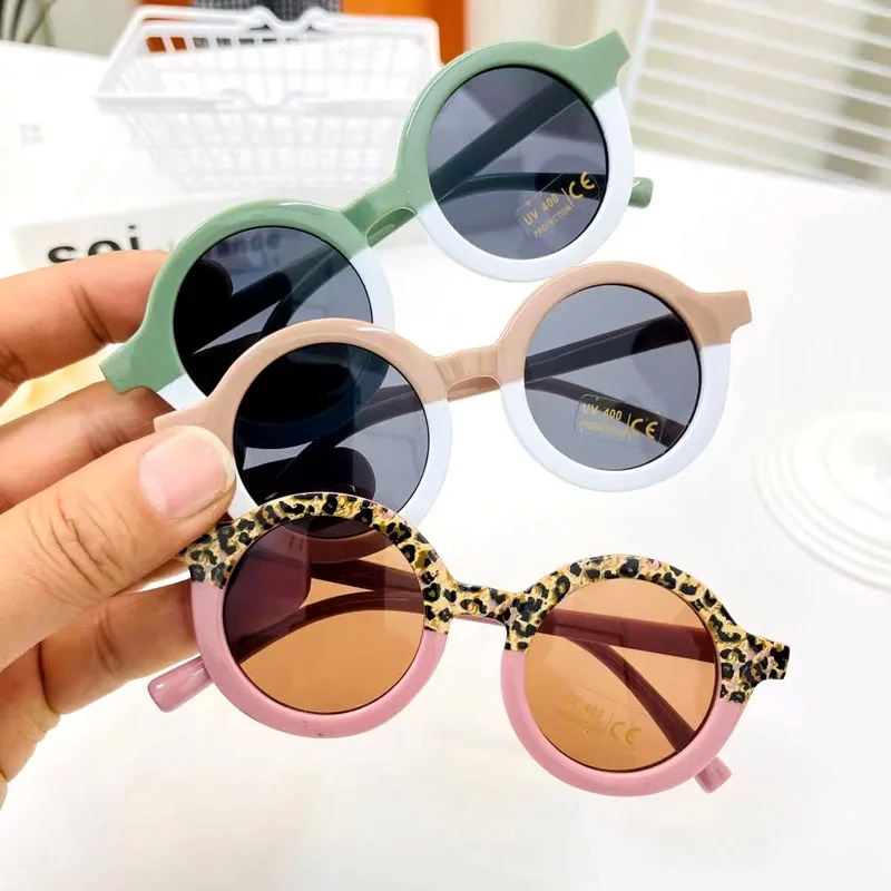 

Cute Anti Uv400 Pc Frame kid round trendy Double color stitching sunglasses wholesale new baby sunglasses