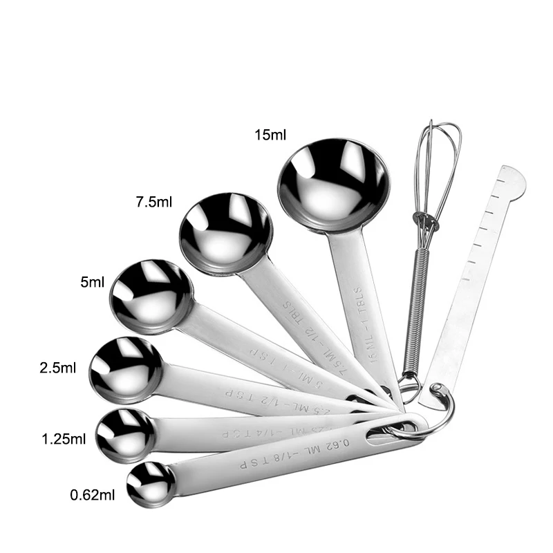 

High Quality Luxury 4/6/7/8 Pcs Stainless Steel Measuring Spoon Powder Spoon Small Candy Scoop Measuring Scoop For Food