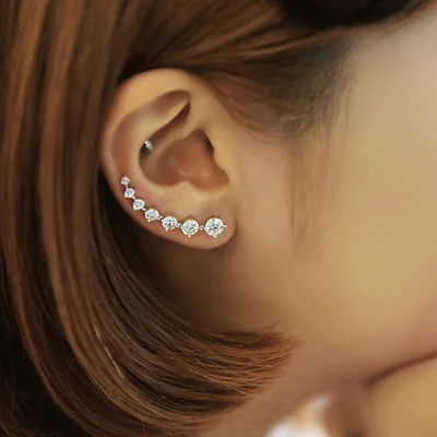 

S925 Silver Crystal Earrings Silver Earrings climber earrings For Woman