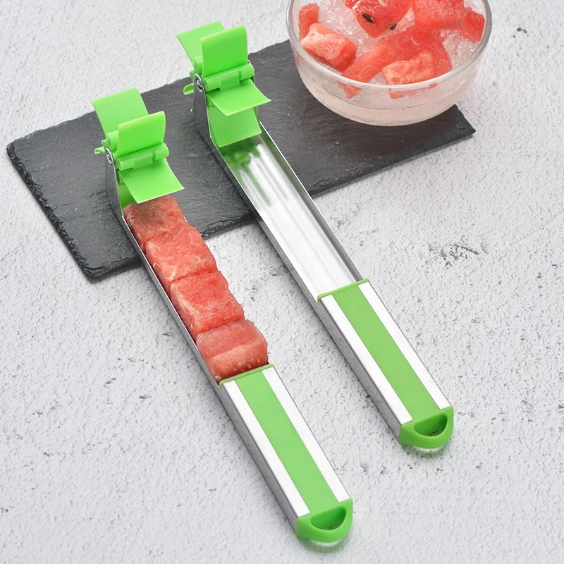 

Auto Melon Cuber Knife Fruit Quickly Cut Tool Stainless Steel Watermelon Windmill Cyclone Cutter Slicer for Vegetable Salad, Green