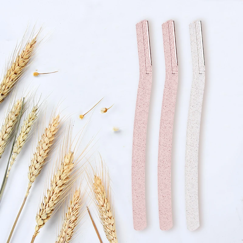 

Private Label Eco Friendly Biodegradable Derma-plane Wheat Straw Material Facial Eyebrow Razors Trimmer, Cream, pink