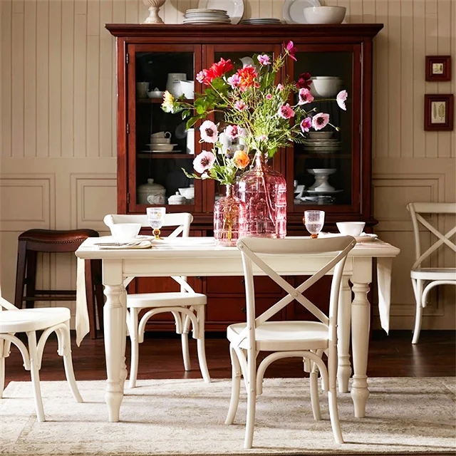 
european style high quality cross high back restaurant chair white solid wood dining modern custom 