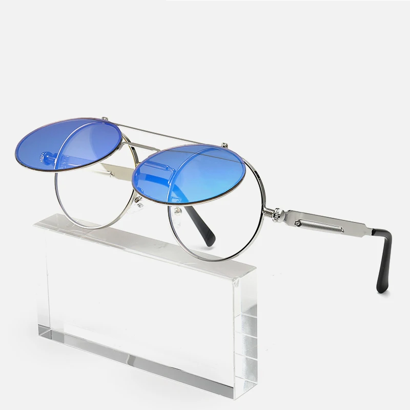 

Mirror New Uv Trending Wholsale Unisex Designer Hight Quality Trendy Round Retro Punk Sunglasses