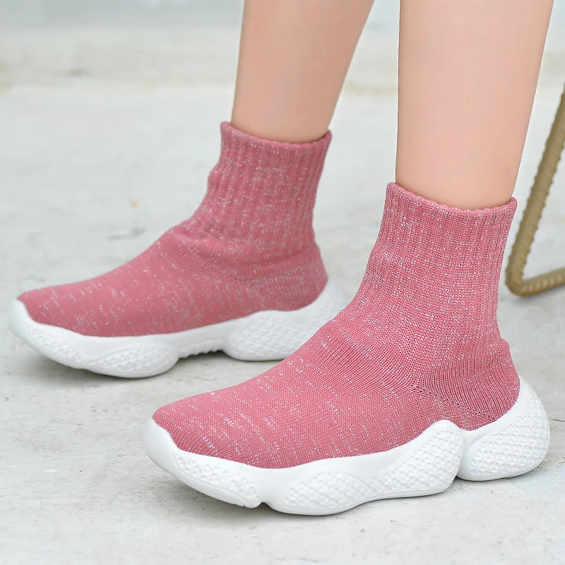 

Fashion Children Casual Shoes Girls Running Sneaker Boys Sport Shoes Anti-Slippery Knitted Kids Socks High quality Sneakers