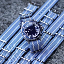 Tengsheng nato nylon striped watch strap 18mm 20mm 22mm 24mm watch band gray watch belt for rado jubile