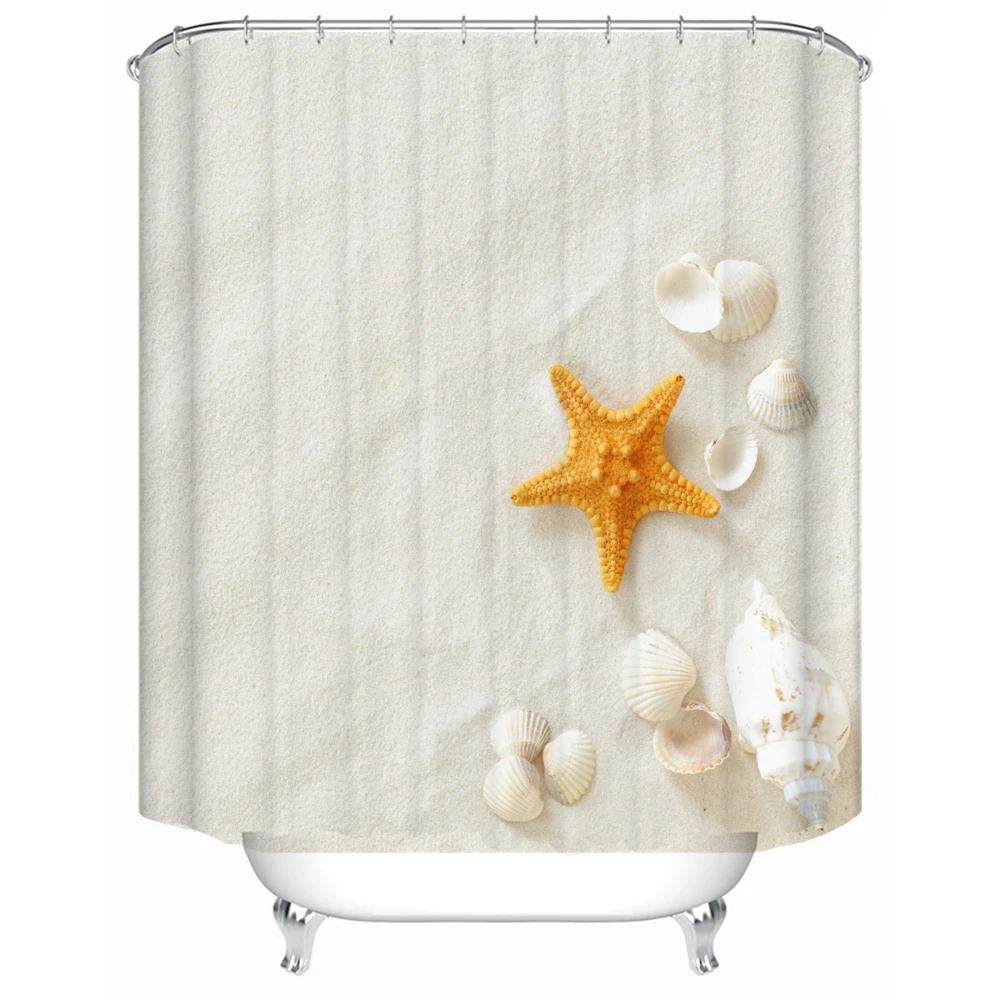 

183 x 183cm waterproof cloth lining cover bathtub bathroom curtain beach scallops can be customized printing shower curtain, Picture