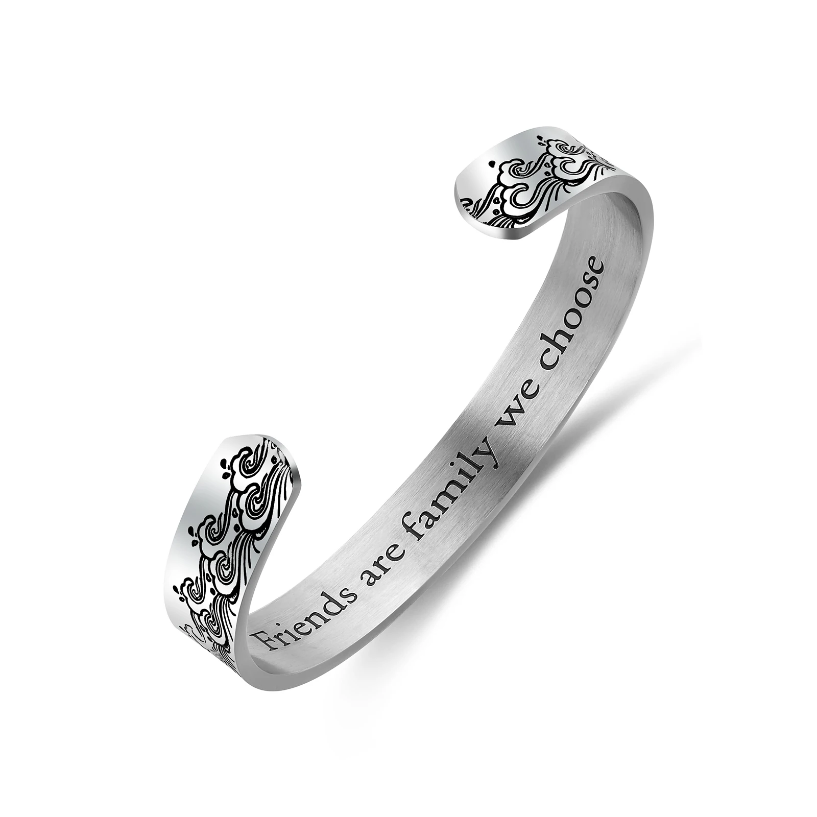 

Simple Open Cuff Bracelets Bangles with lettering For Women steel Color Stainless Steel Minimalist Jewelry Friends Gifts