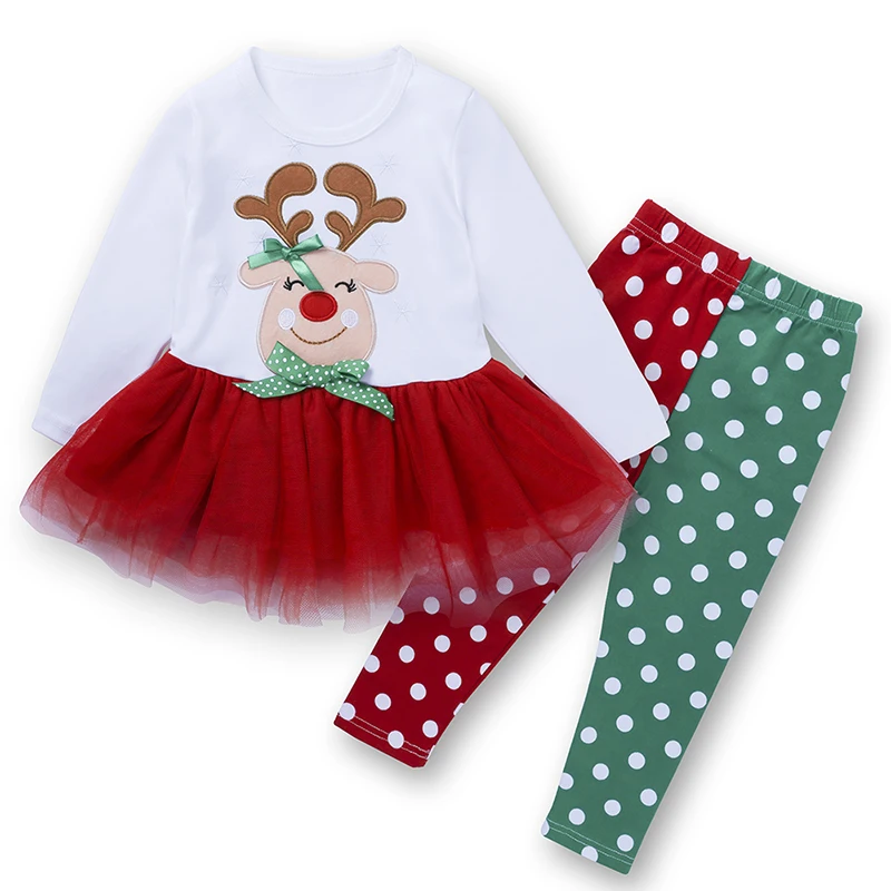 

Factory Directly Fall Cotton Toddler Baby Girls Boutique Christmas Dress Clothing Sets, Red clothing for baby