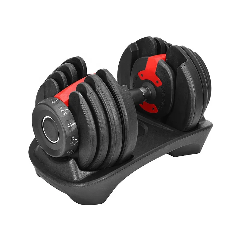 

Custom 24 kg Best Selling Multi-Function Adjustable Dumbbell Set For Fitness And Strength Workout from Home, Red + black