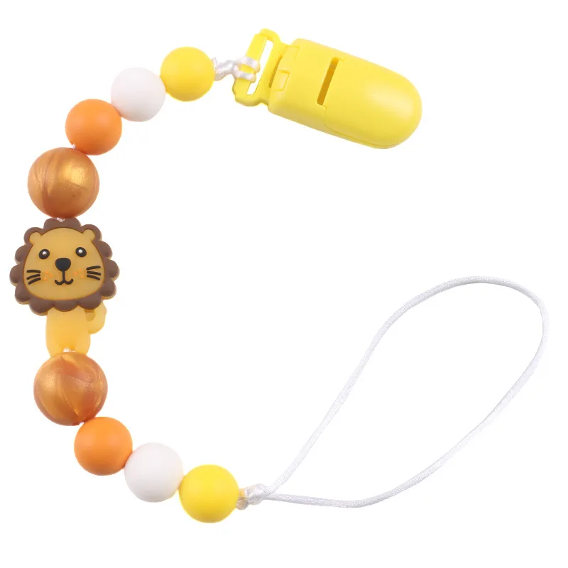 

Lion Shape Baby Sensory Silicone Pacifier Chain Clip Feeding Infant Teething Chewable Teether Toy