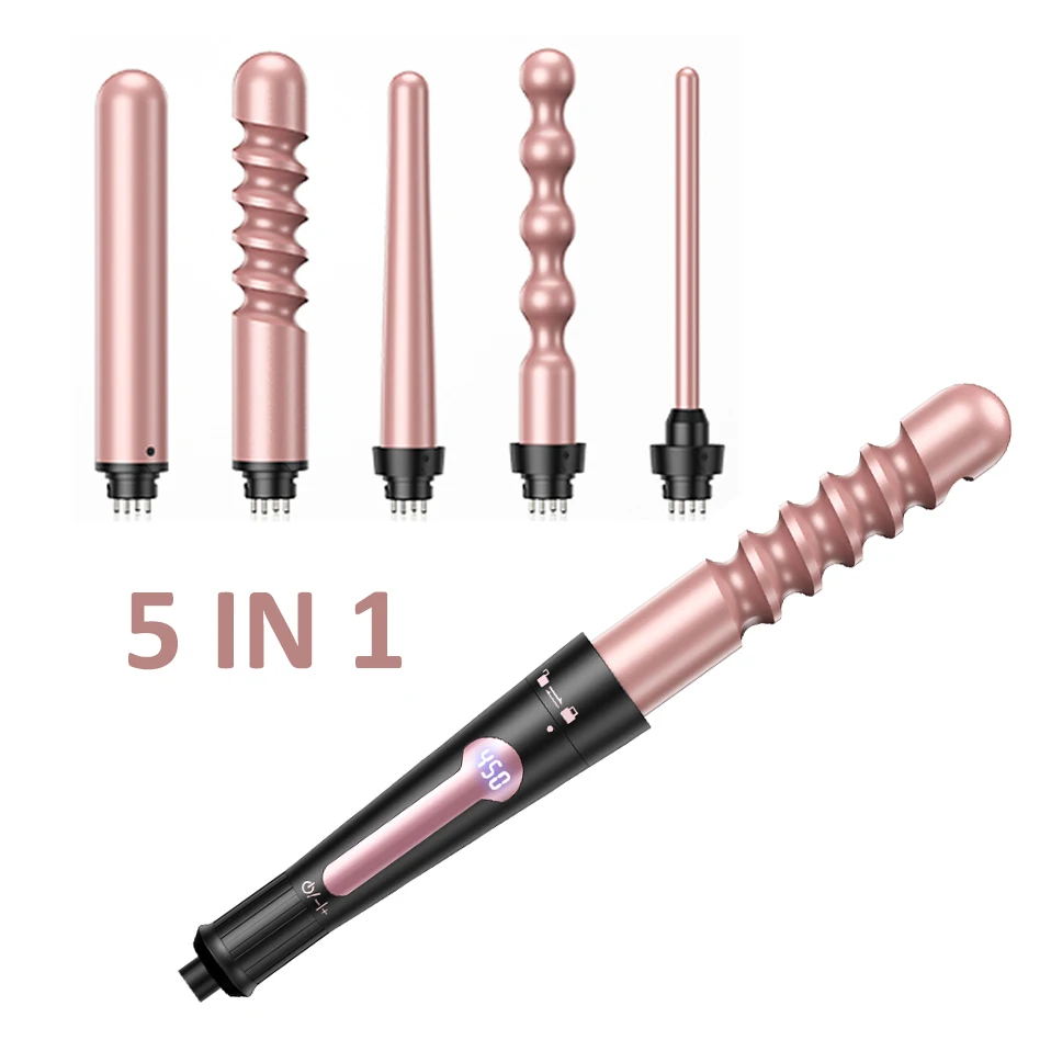 

9mm Custom Professional Magic Wave Curling Iron Ceramic Electric Inchangeable 5 in 1 Hair Curler Set