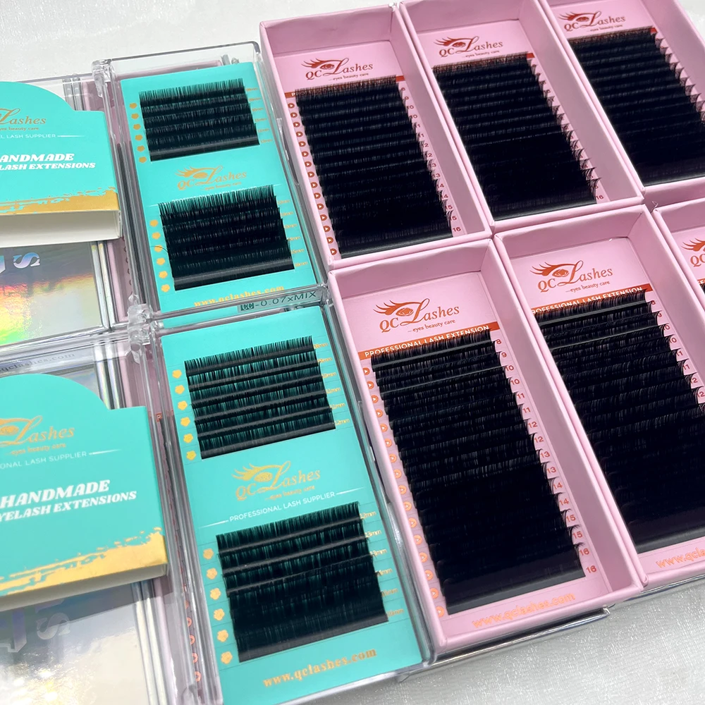 Wholesale Private Label 0.03 Thickness Cashmere Lash Extension Dark Black Matte Individual Volume Eyelash Tray 0.15mm Thickness