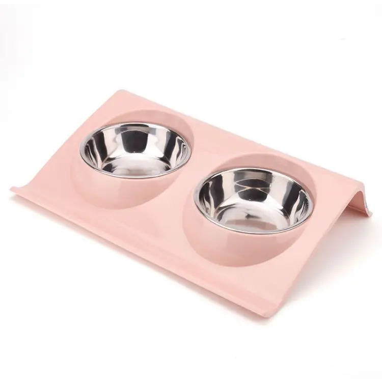 

Fashion Premium Safe Non-Toxic Stainless Steel Tilted Design Double Pet Bowls