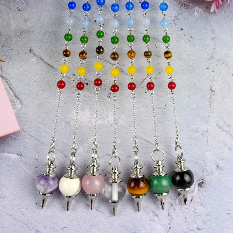 

Hot Sale Natural Healing Stone Crystal Charm Bracelet Crystal Pendulum Pendants, Various color