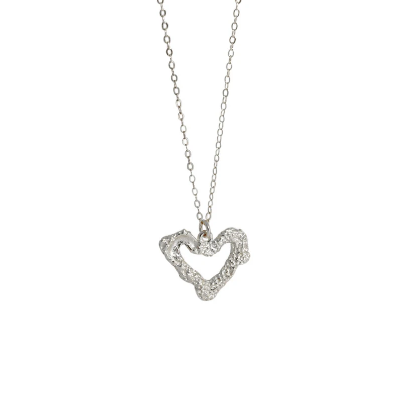 

Fashion meteoritic hollow out love heart pendant chain necklace sterling silver 925 18K gold plated vermeil jewelry for women