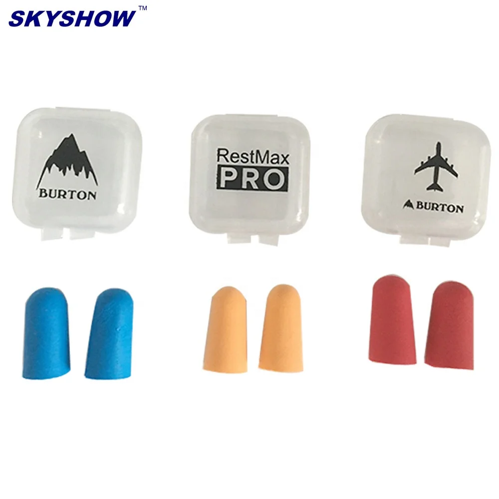 
Custom Printing PU Foam Earplug with Plastic Box for Sleeping Airline Ear Plugs for Noise Reduction 
