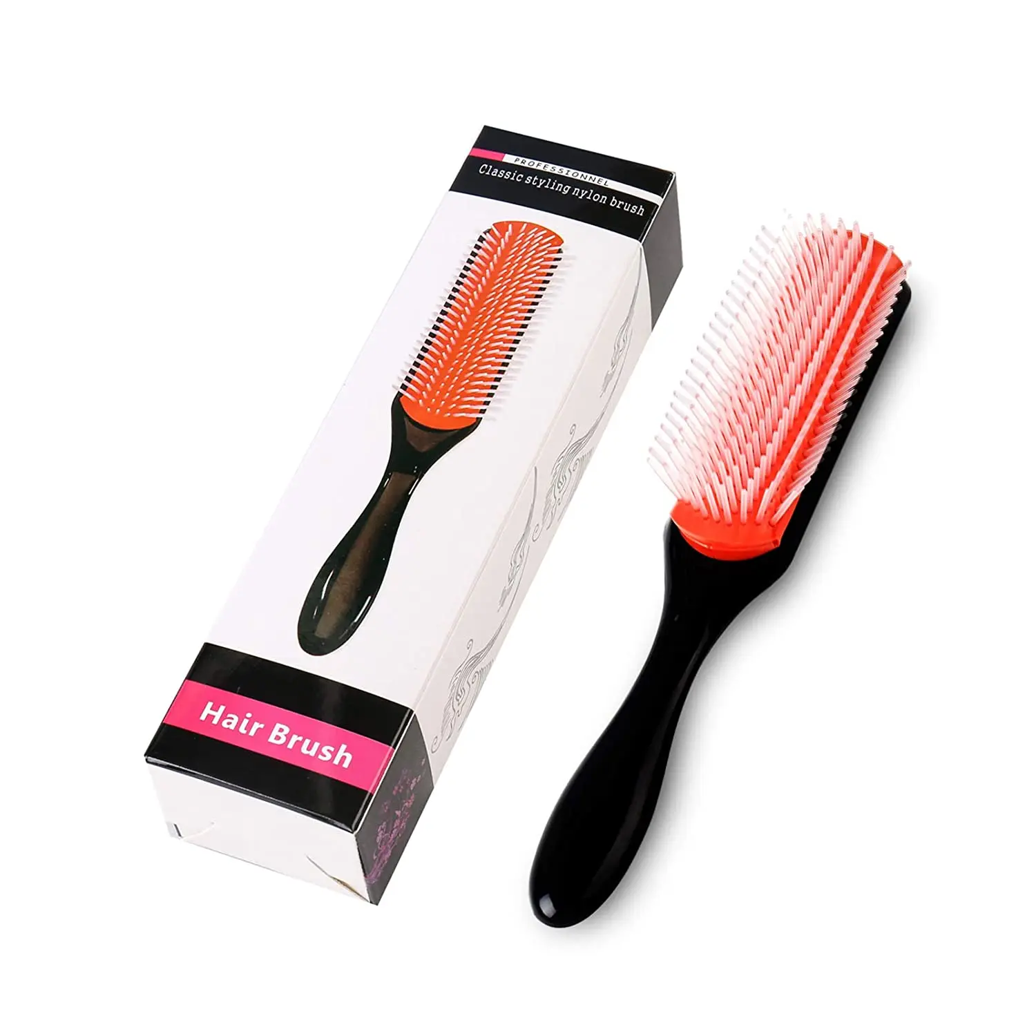 

Amazon Hot Sell Private Label Custom New 9 Row Bristle Style ionic detangling hair brush custom logo, As picture show