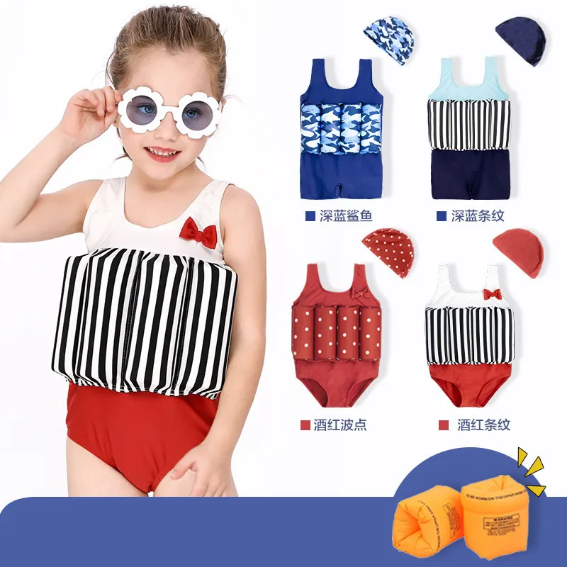 

Floatation Swimsuits with Adjustable Buoyancy for 2-6 Years Kids Baby Girls Boy Float Suit Life Vest Swimwear with Hat