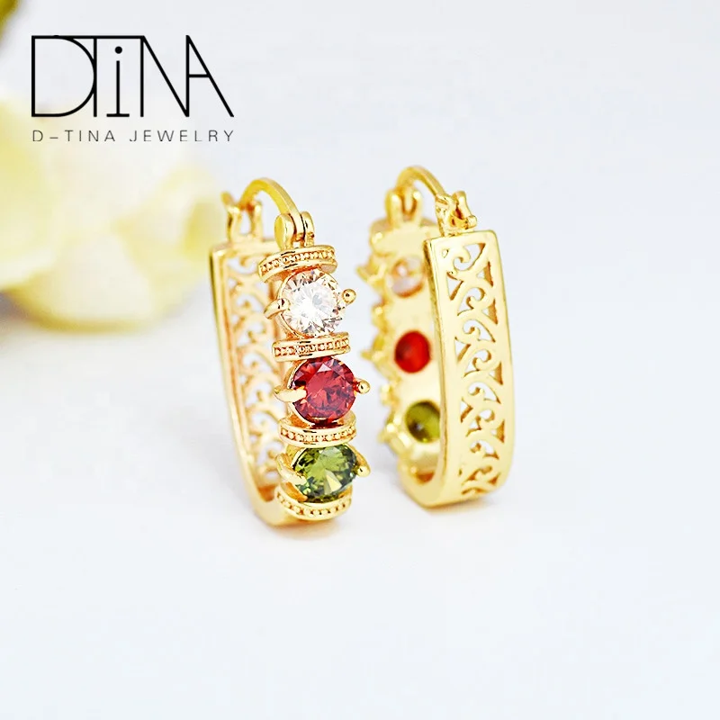 

DTINA mix style women zircon flower petals piercing jewelry fashion wedding earrings accesorios mujeres, Golden