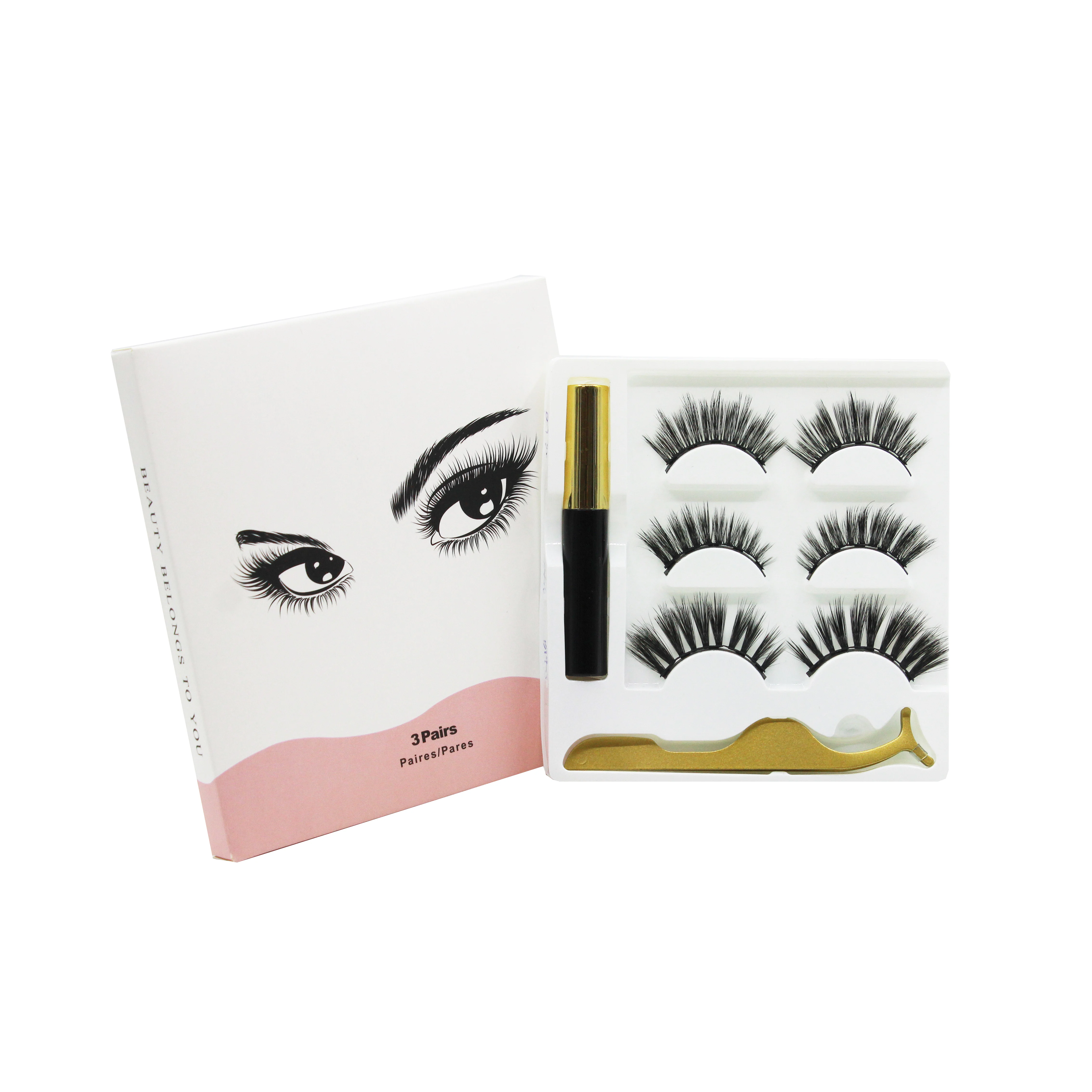 

Wholesale Vendor 3/5/7/10 Pairs Magnetic Eyelashes With Eyeliner False Lashes Mink Magnetic Eyelash