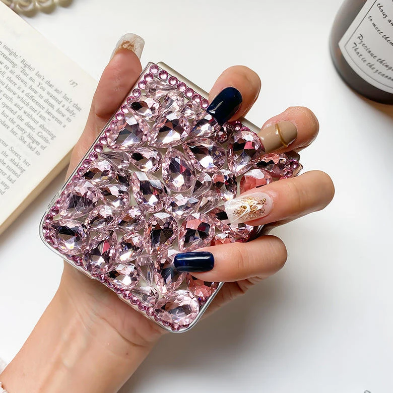 

Luxury 3D Rhinestone Folding Phone Case For Samsung Galaxy Z Flip 3 5G Z Flip 4 Women Girl Bling Diamond Mobile Phone Case Cover