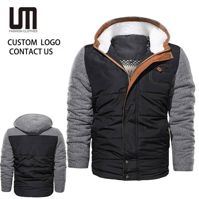 Cheap Wholesale Men Winter Parka Jackets - Thick Fleece Cotton Padded Jacket with Hooded Fur Trim (Warm Coat for Cold Weather)