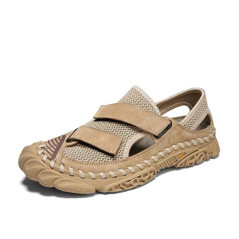 

Summer men's sandals fashion new outdoor non-slip rubber driving mesh half slippers pump beach shoes