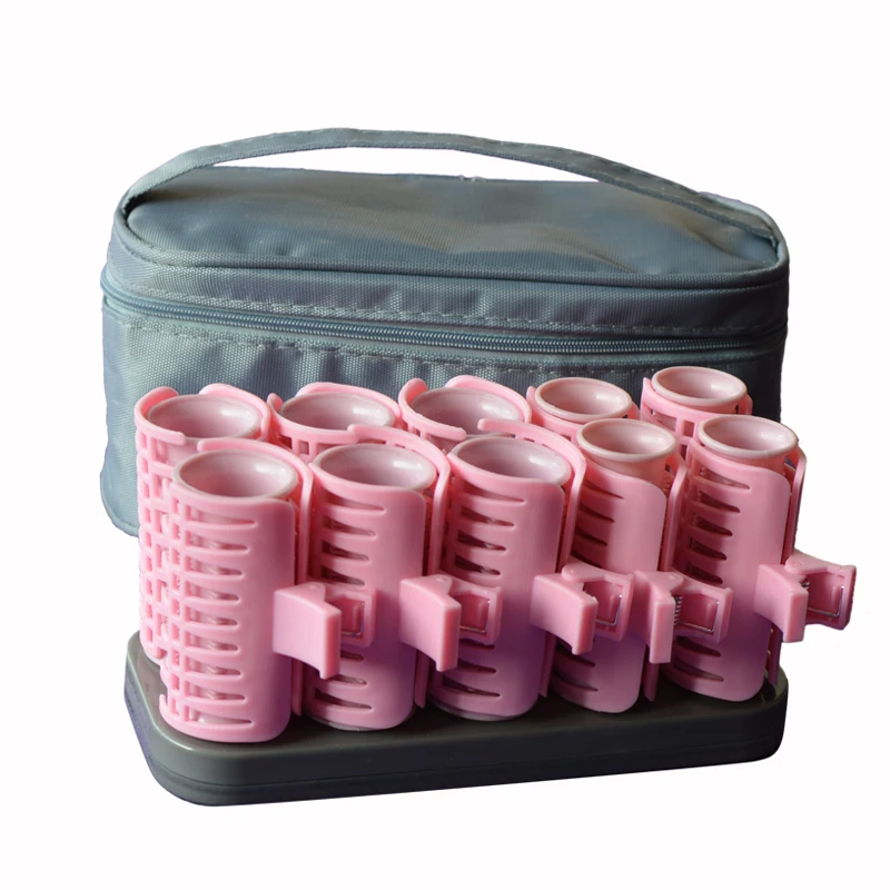 

Basatry Compact Ceramic Worldwide Voltage Hair Setter 1-1Inch Bonus Super clips included Gray Case with Pink Hot Rollers