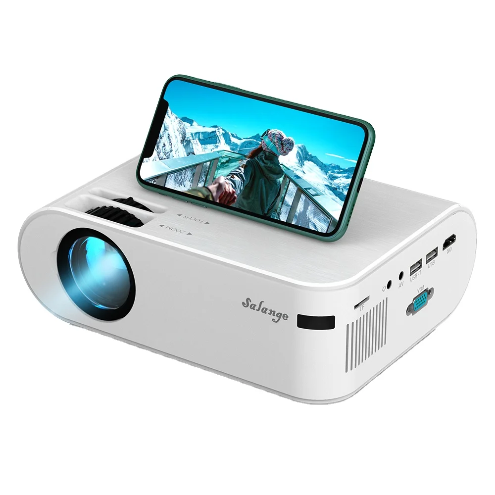 

Salange P62 Portable Projector 4000 Lumens Support 1080P Mini Pocket Projector Home Video Projector Proyector Mini Beamer, White