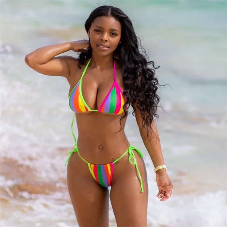 

Beach Swimming Pool Polychromatic Swim Suit Cover Up Bikini Swimwear Thong Thong Bikini Set