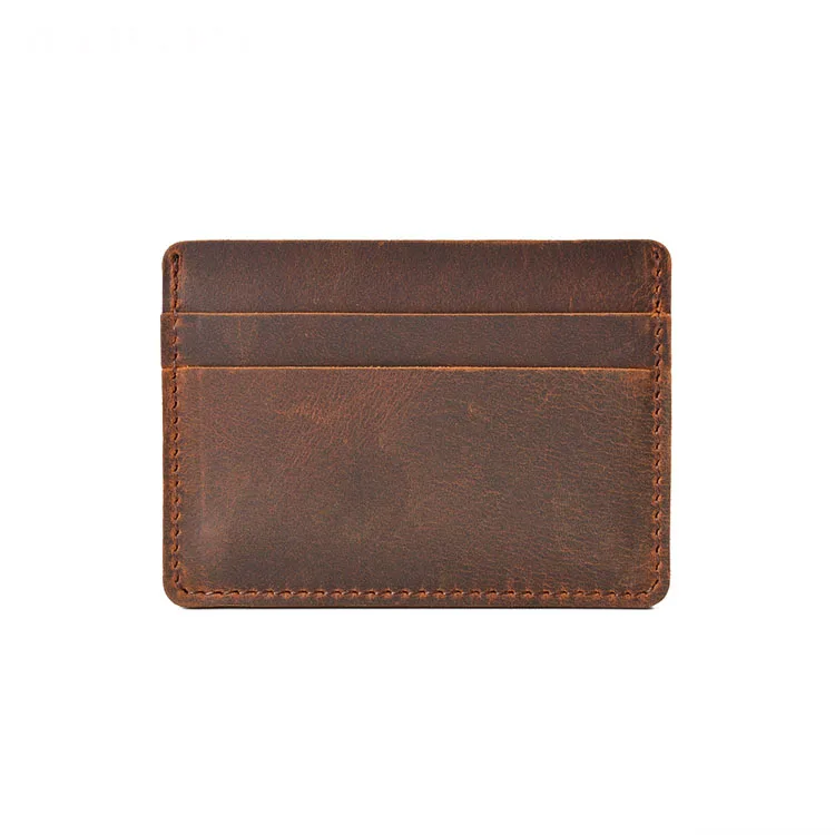 

kq157 Natural Leather Card Wallet Handmade Men Minimal Wallet Card Holder, Customized