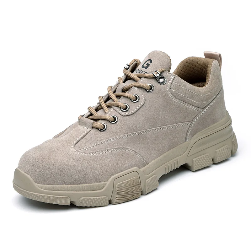 

Work Shoes Anti-Smashing Steel Toe Boots Puncture Proof Safety Work Shoes For Men Women Safety Shoes, Khaki