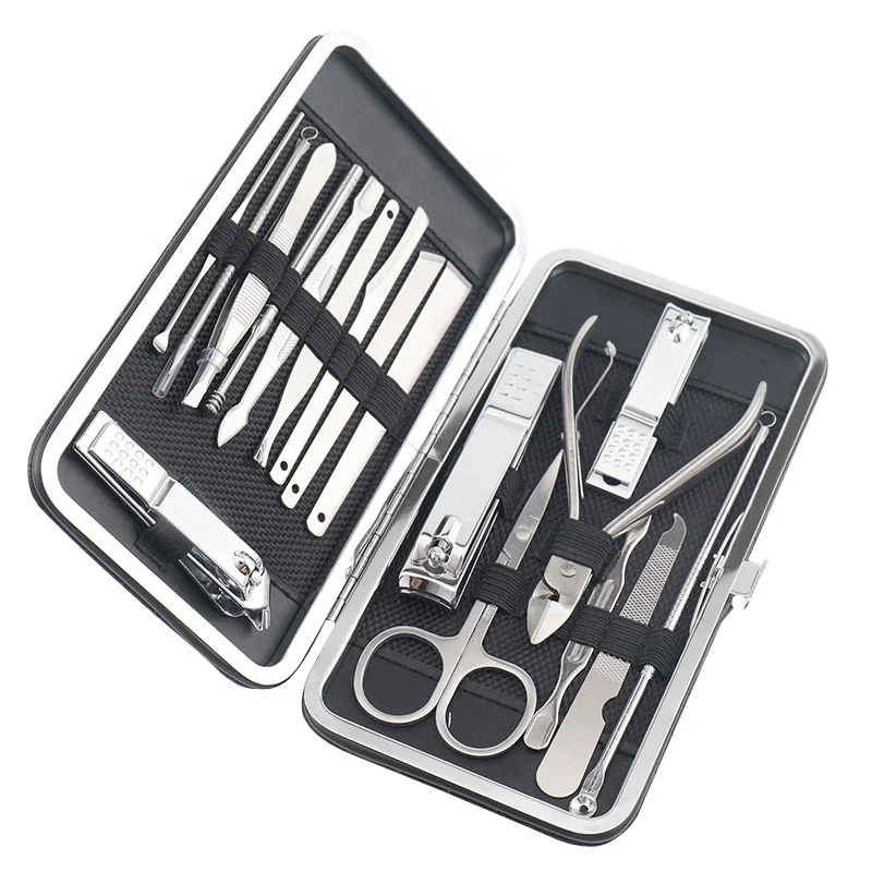 

Luxurious Travel Women Gift Souvenir 16 Pcs Rose Gold Manicure Pedicure Set Professional Grooming Kit