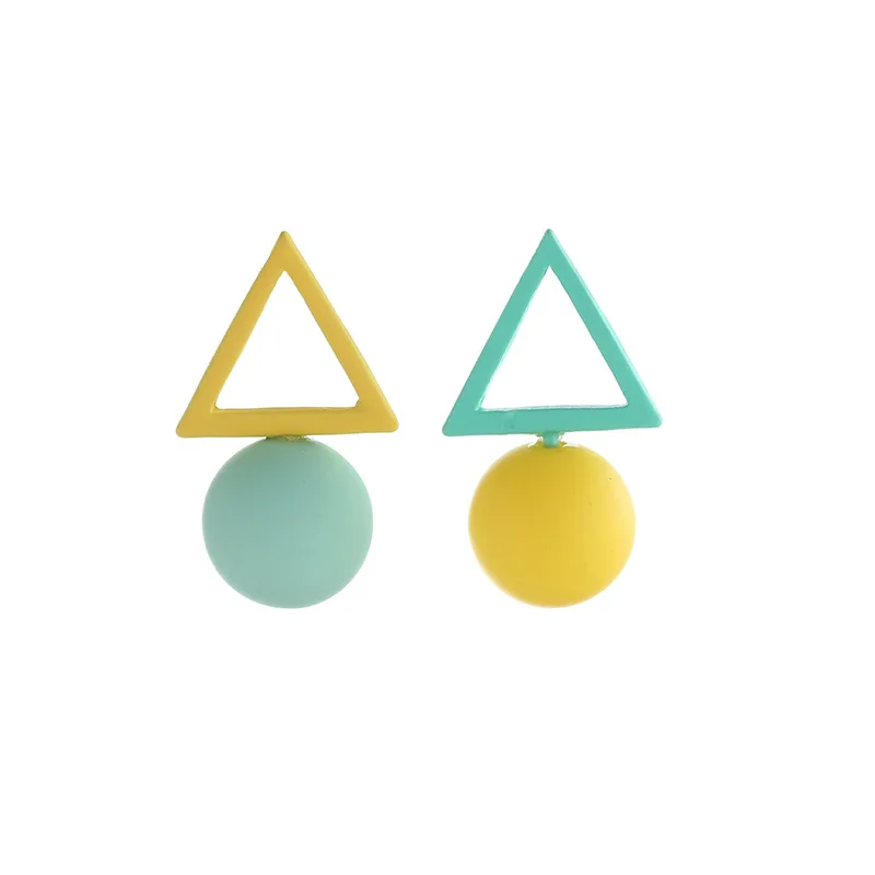 

Asymmetric geometry pearl triangle stud candy color girls earring stud, 8 color avaiable