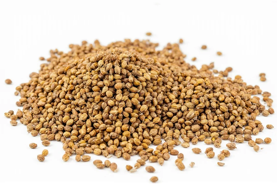 Close-up of cumin seeds next to common horse feed ingredients showing size comparison